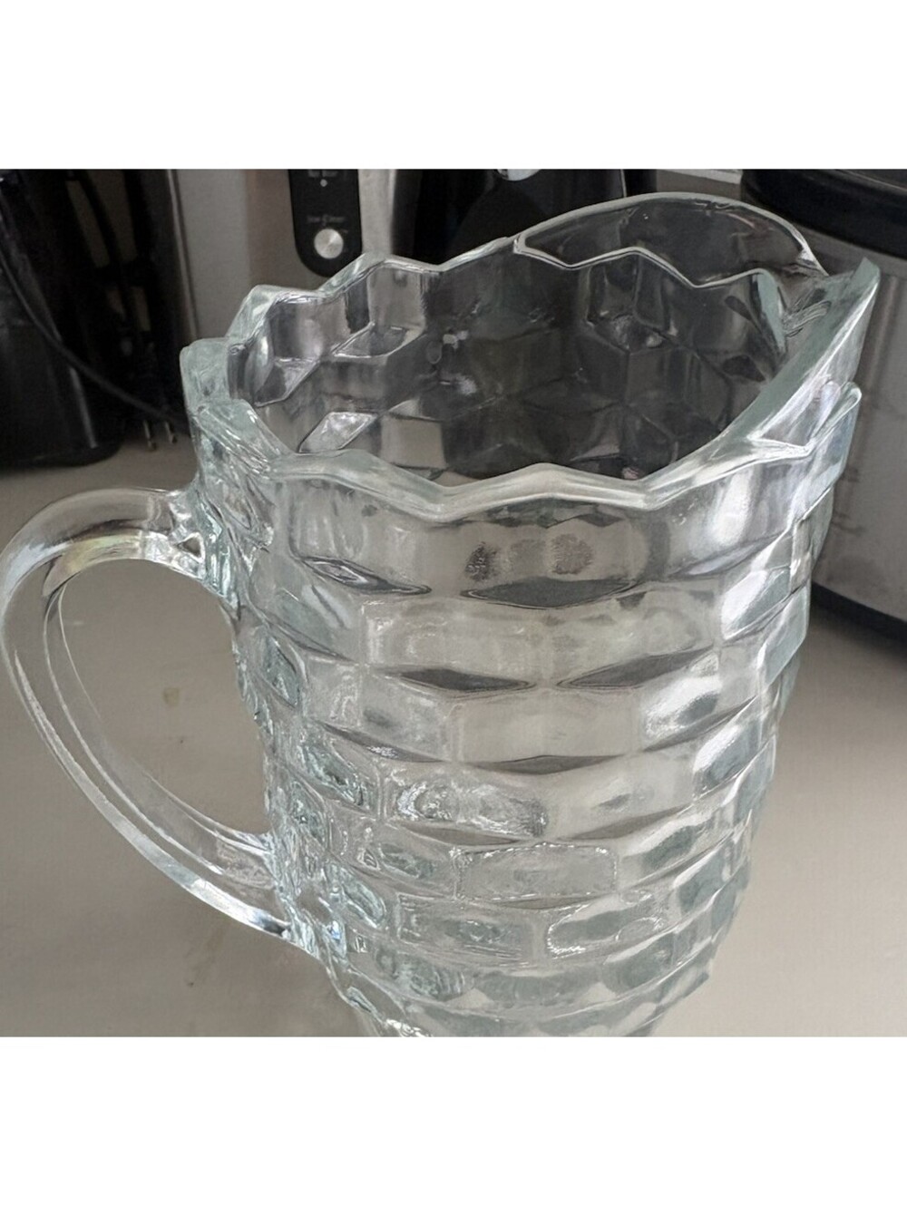 Vintage Fostoria American 44 oz Pitcher 8" Clear Glass Cubist Stem 2056